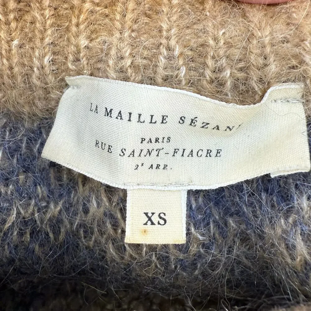 La Maille Cezane Sweater Women's XS Brown Black Cheetah Alpaca Angora Mohair - Picture 6 of 9
